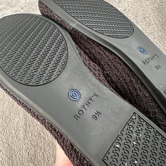 Rothys Black Round Toe Ballet Flats Textured Shoes Women's size 9.5 - Picture 5 of 5